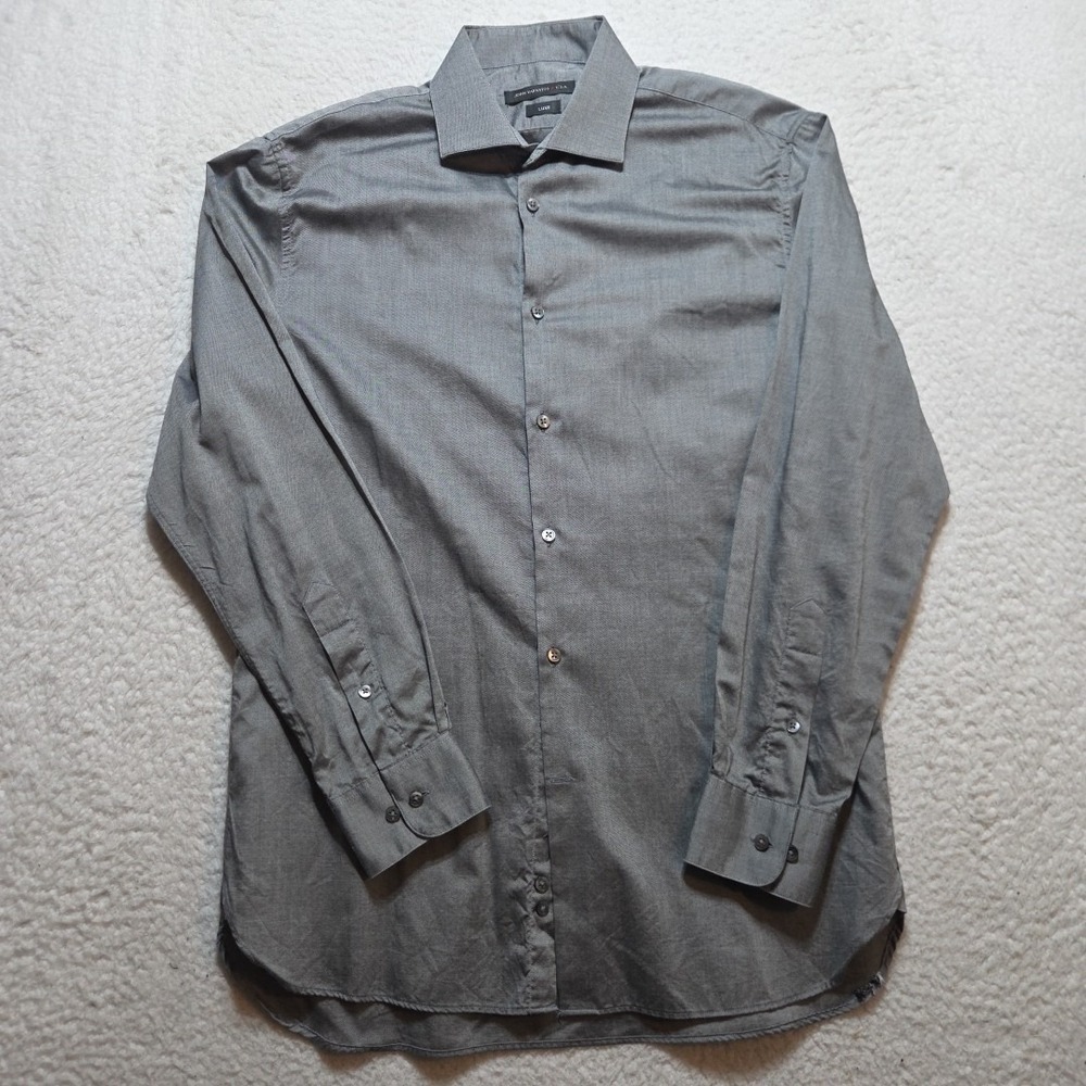 John Varvatos U.S.A. Men's Size 15.5 Luxe Gray Button Down Long Sleeve Shirt
